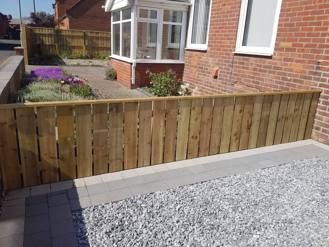 Garden boundary fencing installation completed by E.R.D Paving in Northumberland