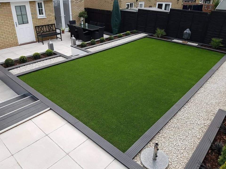Freshly laid new lawn with premium turf by E.R.D Paving in the North East